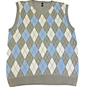 Red Ape Academia Preppy Multicolor Argyle Acrylic Vest Sweater Men size 4XL